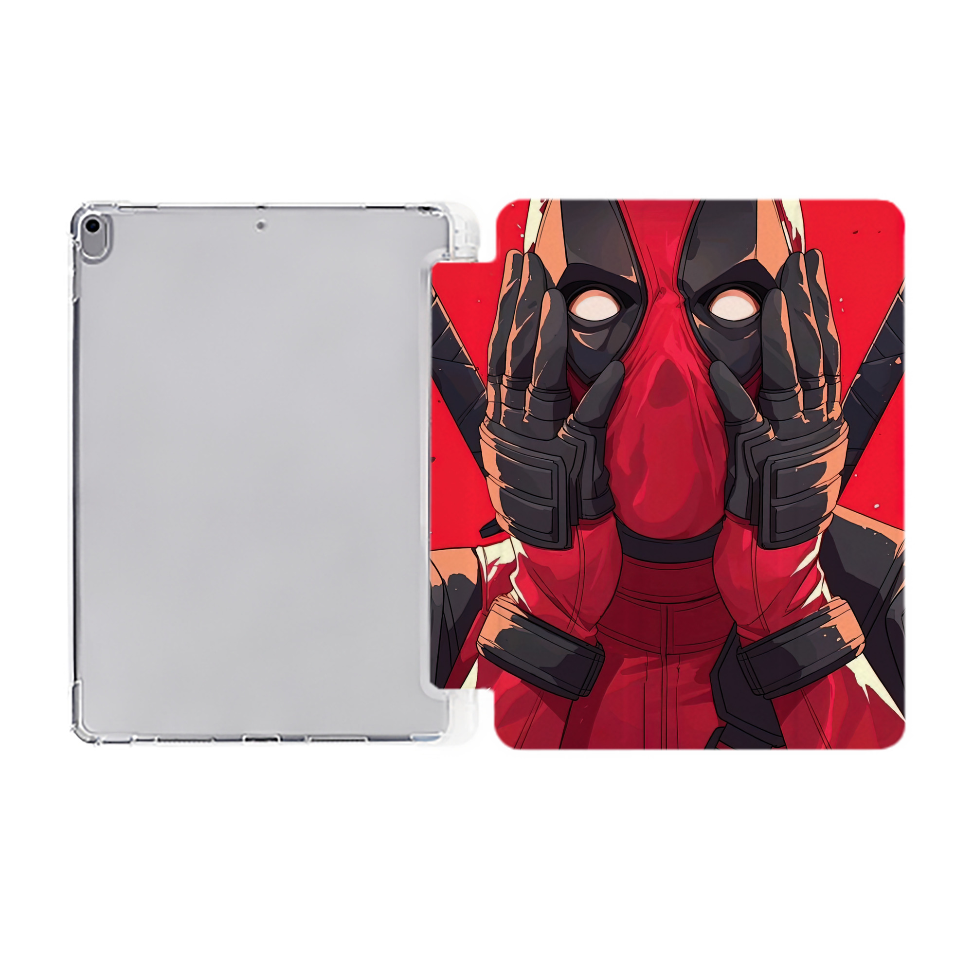 （画像用） Deadpool デッドプール IPad ケース ペン収納付き 三つ折りスタンド PUレザー×シリコン 対応機種9.5/10.5/10.9インチ